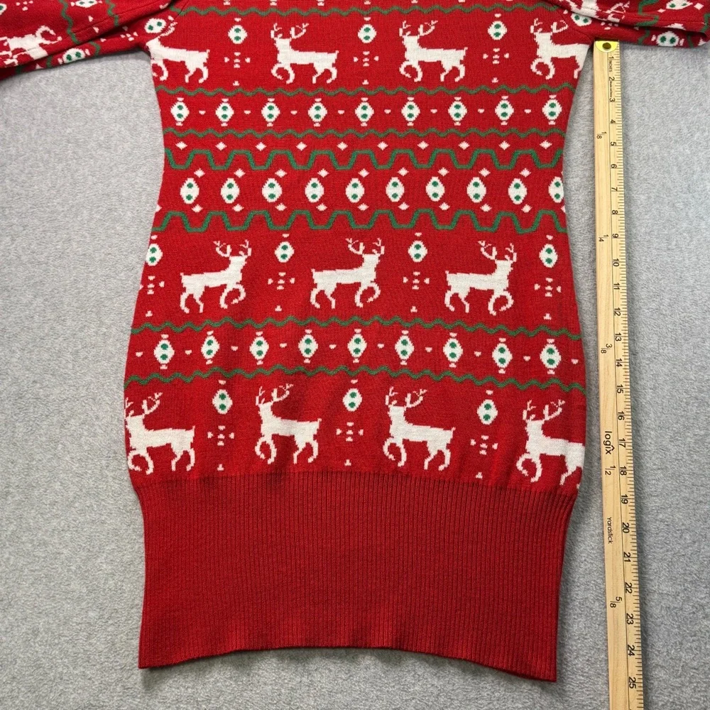 Tipsy Elves Women’s Christmas Sweater Dress Red Reindeer Ugly Holiday Party‎ M